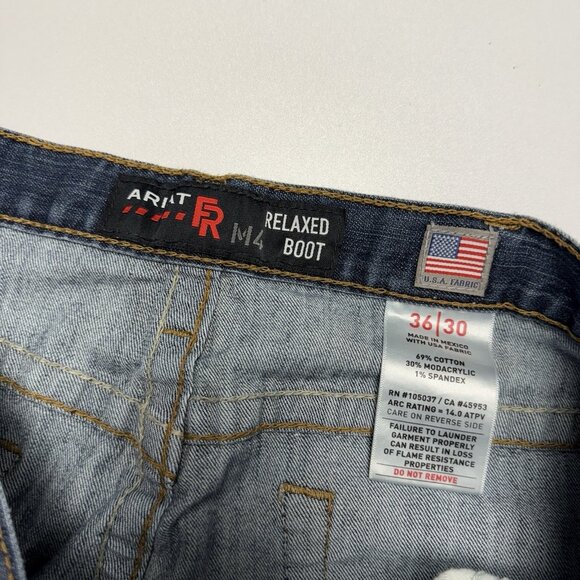 Ariat M4 FR Relaxed Boot Cut Jeans Mens 36x30 Blue Workwear Western Cowboy - Picture 12 of 16